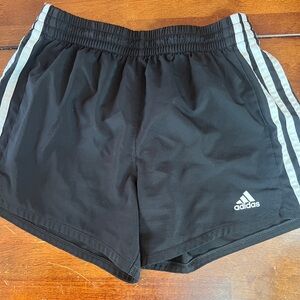 Adidas Kids Black Shorts with Gray Stripes